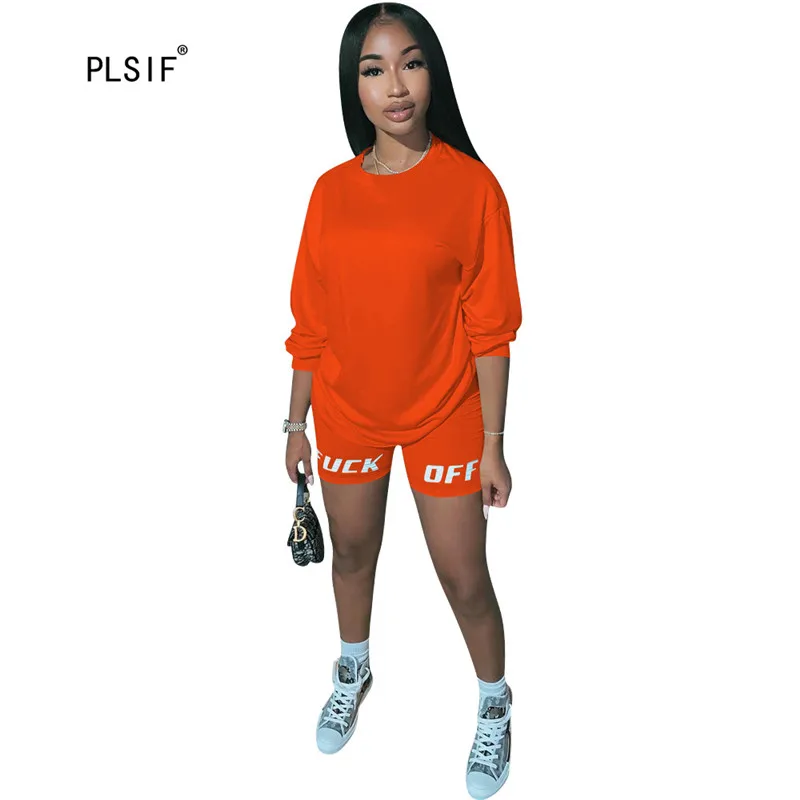 Женский Повседневный Спортивный костюм топ с круглым вырезом и длинным рукавом