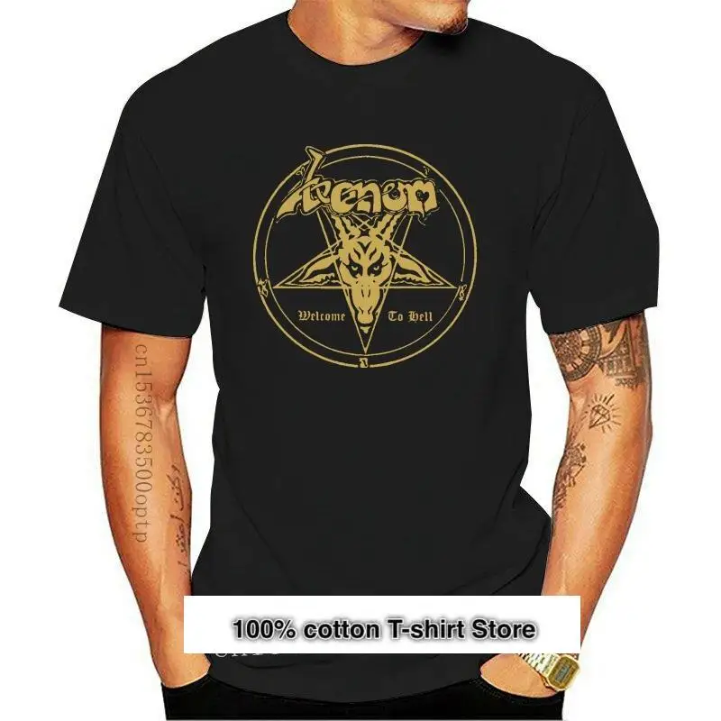 

VENOM-camiseta negra Unisex, camisa con Logo de la banda de Metal, Welcome To Hell Album, talla S-3XL, nueva