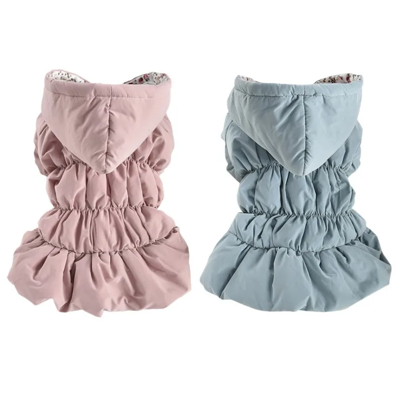 

Зимняя одежда для домашних животных в стиле принцессы, теплое платье-пачка для домашних животных, пальто с капюшоном и юбкой-пузырьком для д...