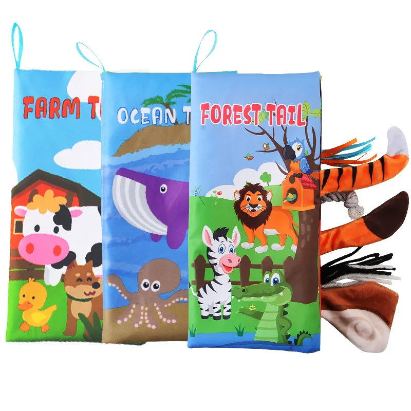 

Тканевая книга с прямоугольным хвостом, для детей 0-12 месяцев, книга из ткани для детей, мягкая, со звуком, тихая, обучающие игрушки для детей