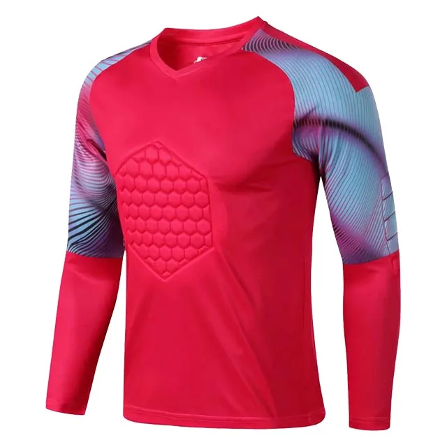 red Long sleeve Мужские Вратарские футбольные майки, наборы, футбольные Вратарские Вратари, трикотажные штаны, футбольные регби, трикотажные изделия, форма вратаря - Цвет: red Long sleeve