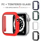 Стекло + крышка для Apple Watch Чехол 45 мм 41 мм для iWatch чехол Аксессуары бампер + Защита экрана для Apple watch Серия 7 полное покрытие