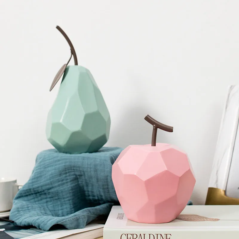 Складная бумажная Геометрическая Статуэтка из смолы с имитацией яблока и груши