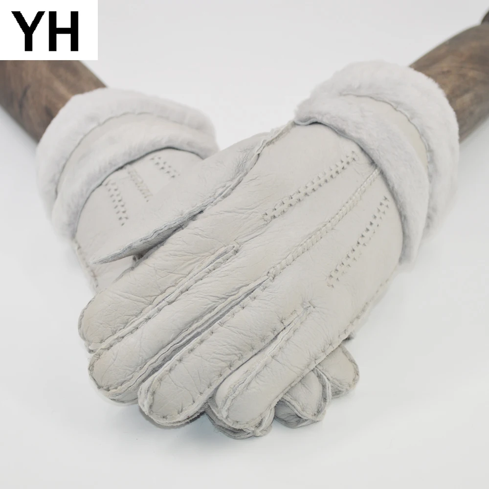 Женские перчатки из натуральной овечьей кожи 2021 с пальцами теплые женские