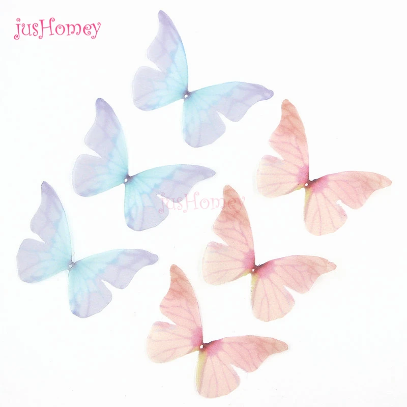 Бабочки из органзы с отверстием розовые синие шифоновые бабочки для сережек