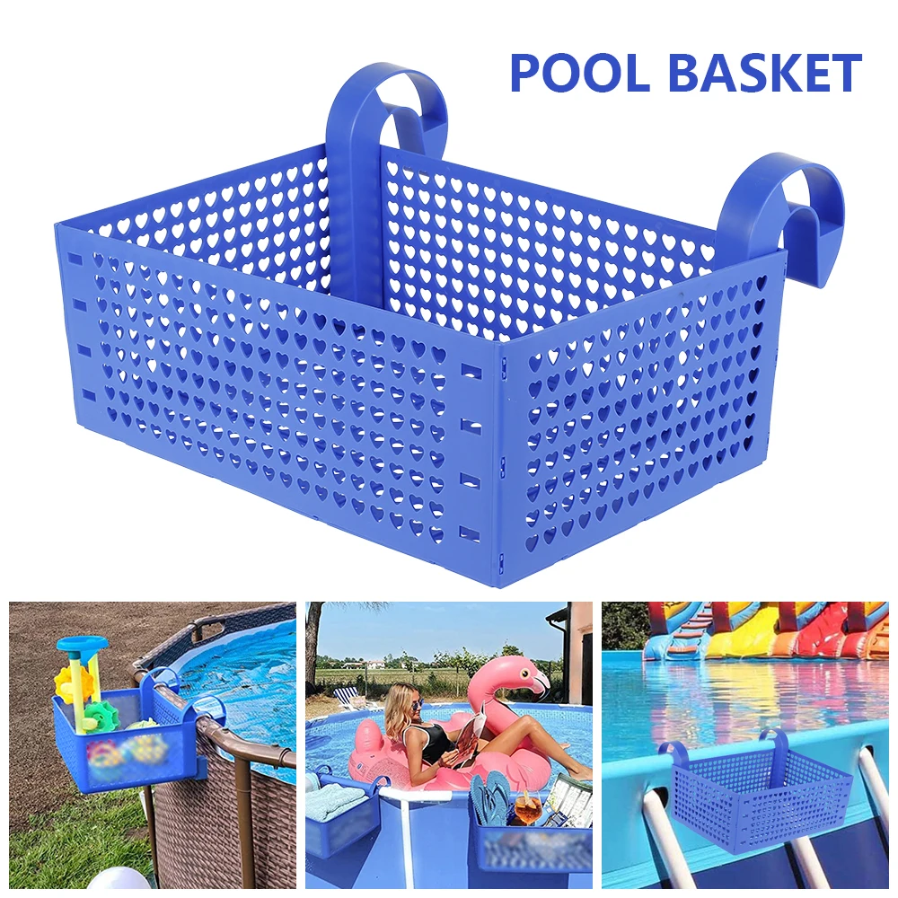 

Storage Basket Framed Swimming Pools Holder Hanging Storage Rack Portable Removable Organizer Store All Kinds of Goods