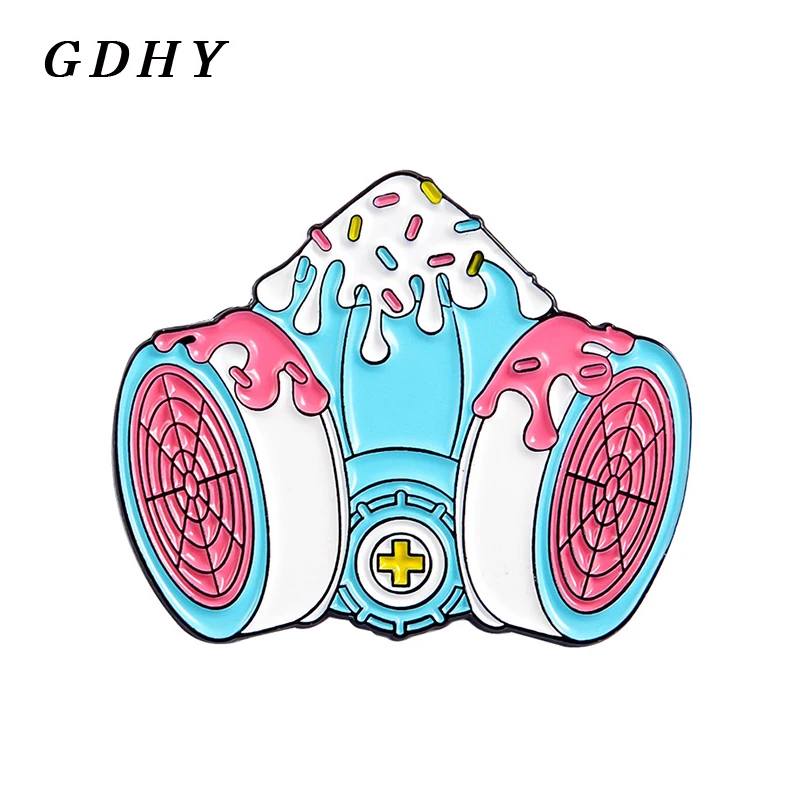 GDHY Melty Gas Mask Brooches Ice cream Candy mask Enamel Pin Lapel Shirt Bag Badge Cartoon Pastel Jewelry Gift for Friends | Украшения и