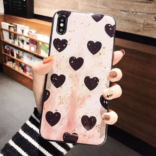 Блестящий Мягкий чехол из ТПУ с золотой фольгой и мрамором для Huawei Y7 Pro Y9 Y6 Prime Y5 Honor 10 Lite 20 9X 7C 8X 8C P Smart Z - Цвет: Love Black