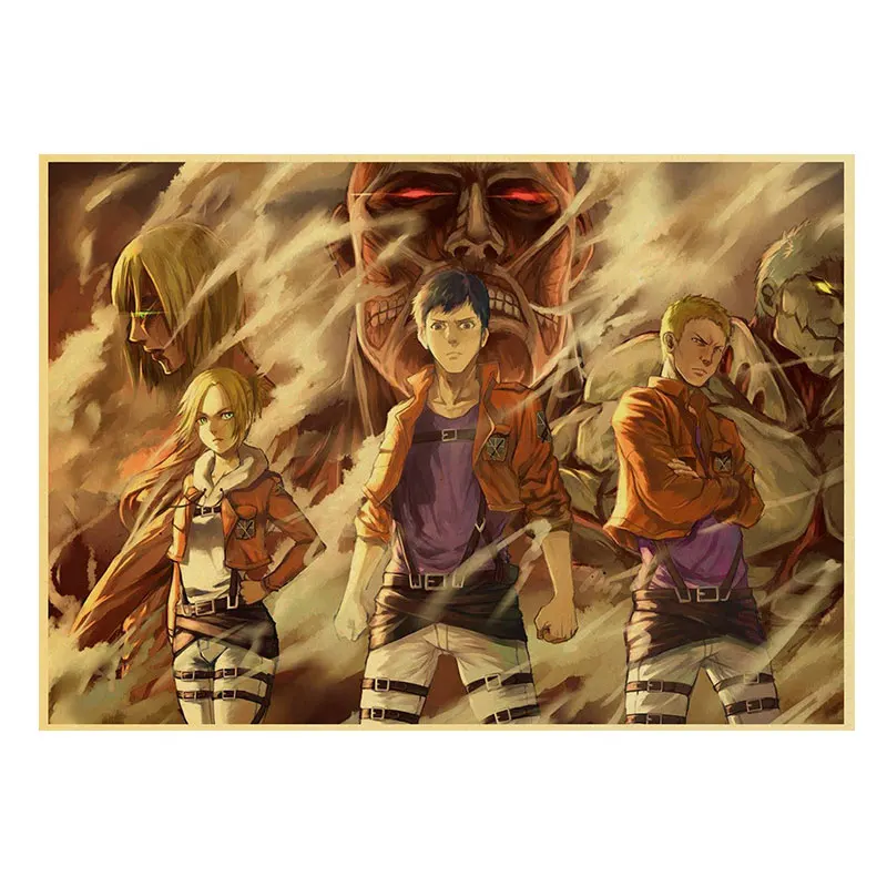 

Attack on Titan Retro Anime Posters And Prints Classic Japanese Animation Figure HD Home Bar Bedroom Decoration Wall Art Picture