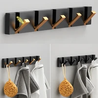 folding towel hanger 2ways installation wall hooks coat clothes holder for bathroom kitchen bedroom hallway black gold