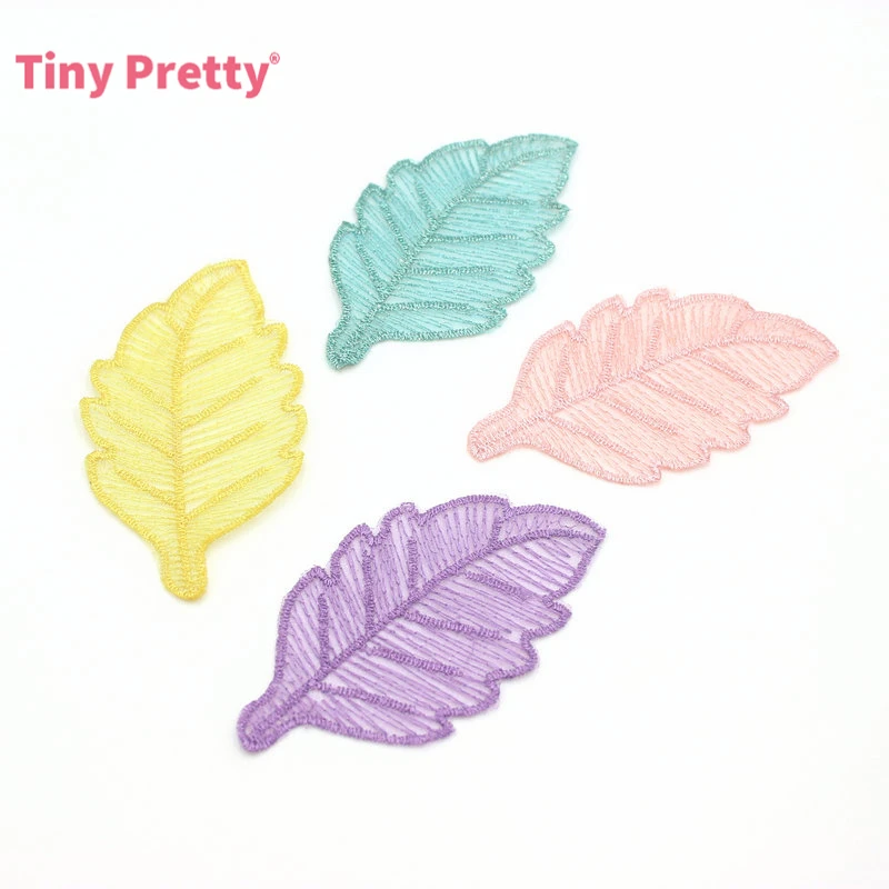 12 шт. вышитые Лорел лист Аппликации 90 мм шифон дерево листья для основы заколок