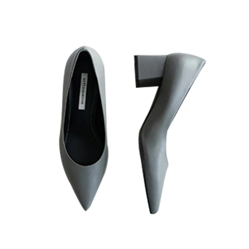 Туфли женские кожаные на толстом каблуке с острым носком Размеры 33 42 цвет в