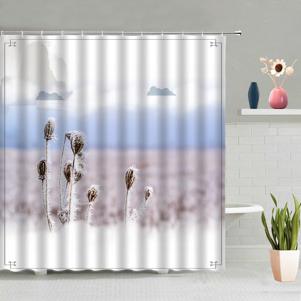 Nordic Минималистский Стиль сливы с растительным рисунком Ванная комната душа Шторы водонепроницаемый и устойчивый к плесени полиэстер с одн...