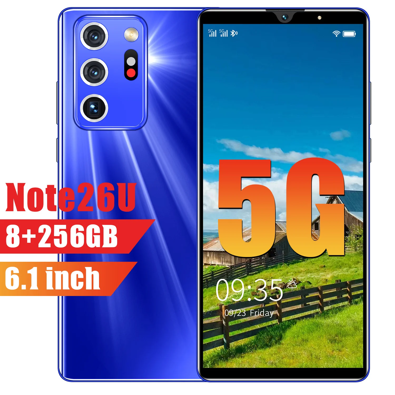 

2021 Global Version Note26U Smartphone 8G 256GB Telephone 32MP Camera Celular Daul SIM Card 4800mAh 4G 5G Mobile Cell Phone