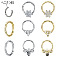 aoedej 16g stainless steel nose ring bee flower septum nose clicker hoop nose ring earring tragus daith helix piercing cartilage
