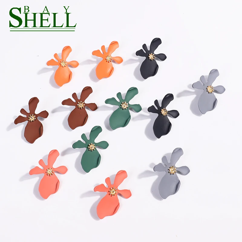 Shell bay Новые корейские Цветочные серьги Сладкие ювелирные изделия металлические
