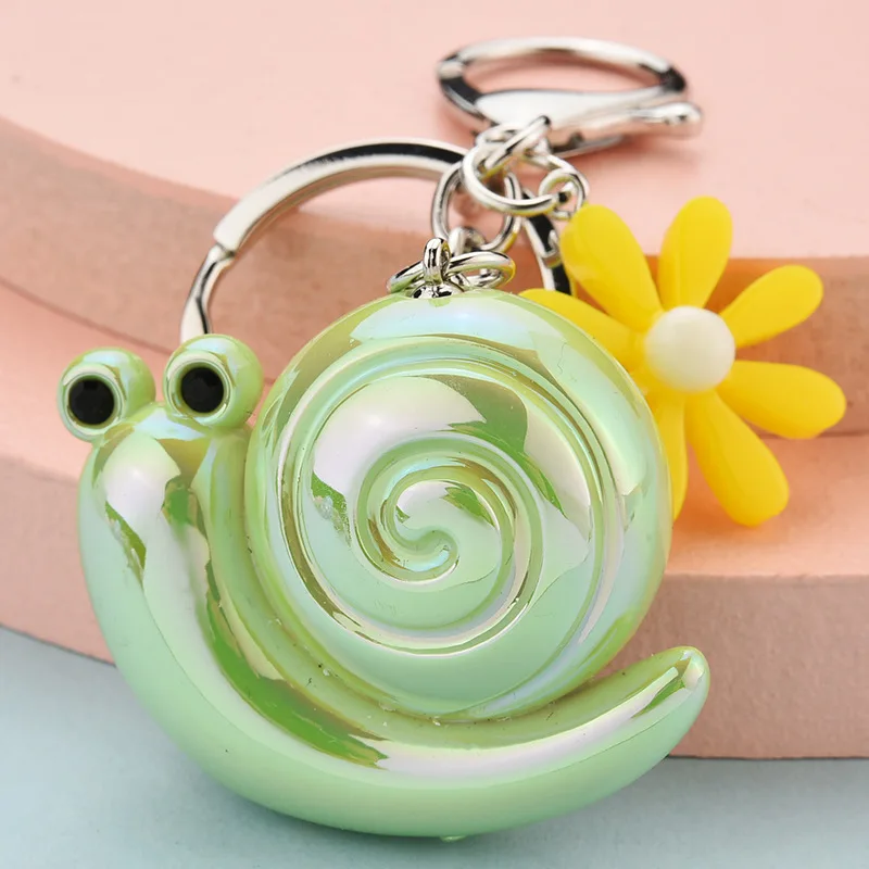 

New Cartoon Snail Keychain Cute Flower Animal Pendant Keyring Ornaments Women Couple Bags Car Key Accessories Charm Jewelry