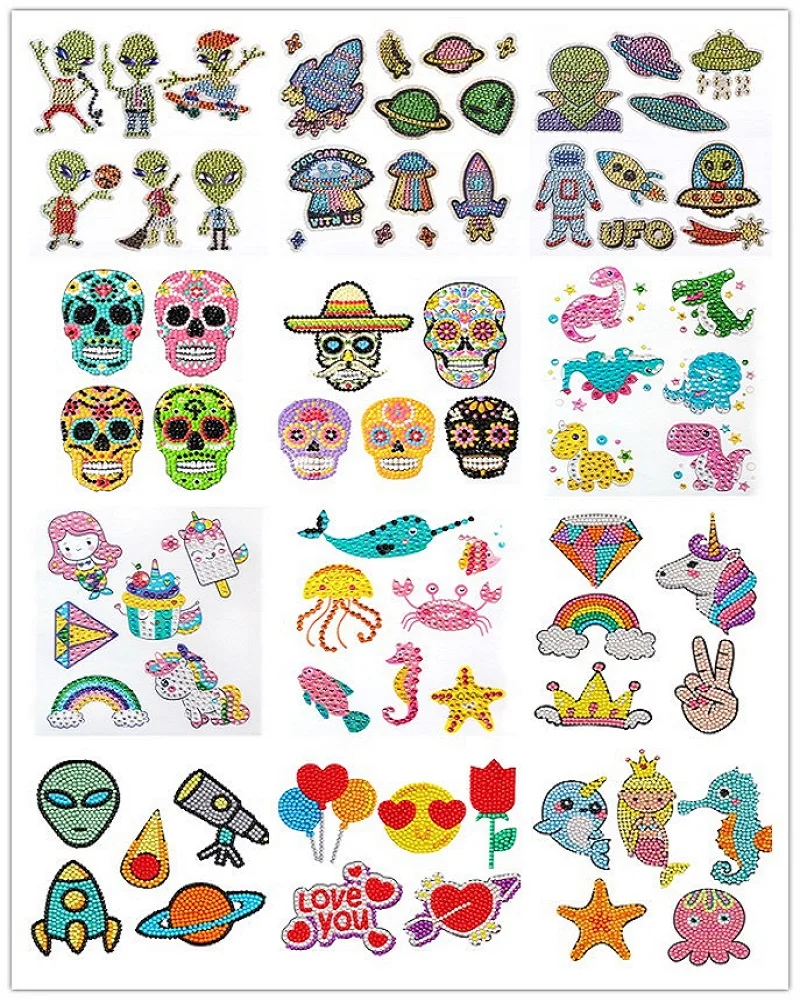 

5D DIY Diamond Painting Skull Stickers Easy Painting By Number with Diamonds for Adults and Kids Decorative Kits