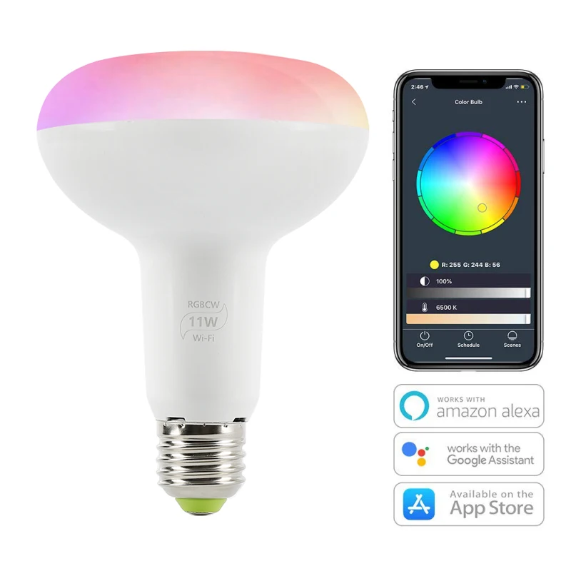 4 шт. 11 Вт RGB WiFi умный светильник лампочка с регулированием яркости Светодиодная лампа Wake-Up светильник s не требуется концентратор, совместим с Alexa и Google Assistant