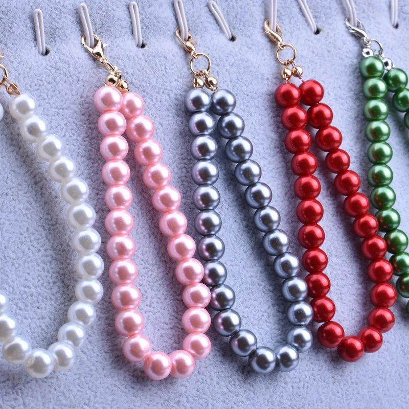 

DIY Multicolor Short Chain 8mm Imitation Pearl Pendant Candy Box Fur Ball Keychain Mobile Phone Pendant Jewelry Accessories