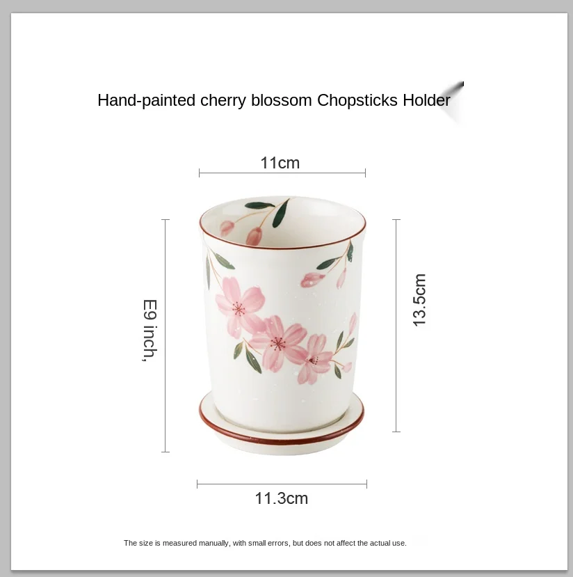 

Japanese Cherry Blossom Chopsticks Barrel Ceramic Household Leaching Chopsticks Large Chopsticks Bucket Single Chopstick Cage