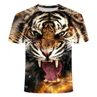 Популярная Летняя мужская футболка с круглым вырезом, одежда с короткими рукавами, футболка с 3D-принтом животного, Льва, Мужская футболка большого размера с сериалом очень странные дела