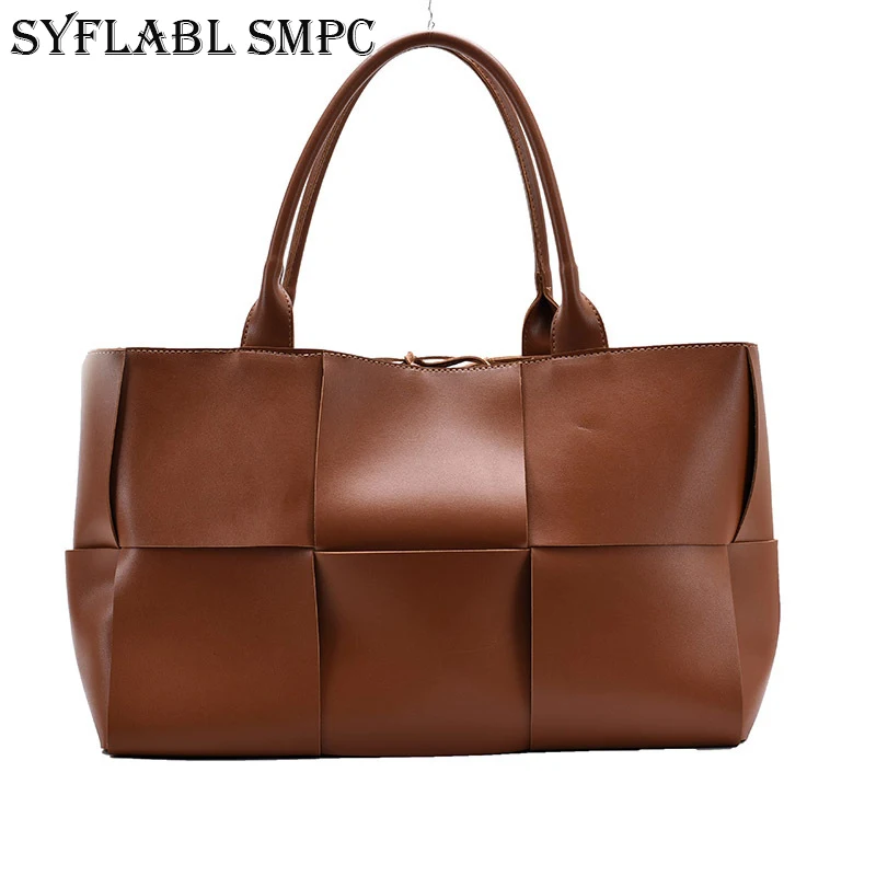 

Large Capacity Designer PU Leather Shoulder Bags Women 2021 Trend Weave Big Handbags Female Brand Luxury Fashion Tote