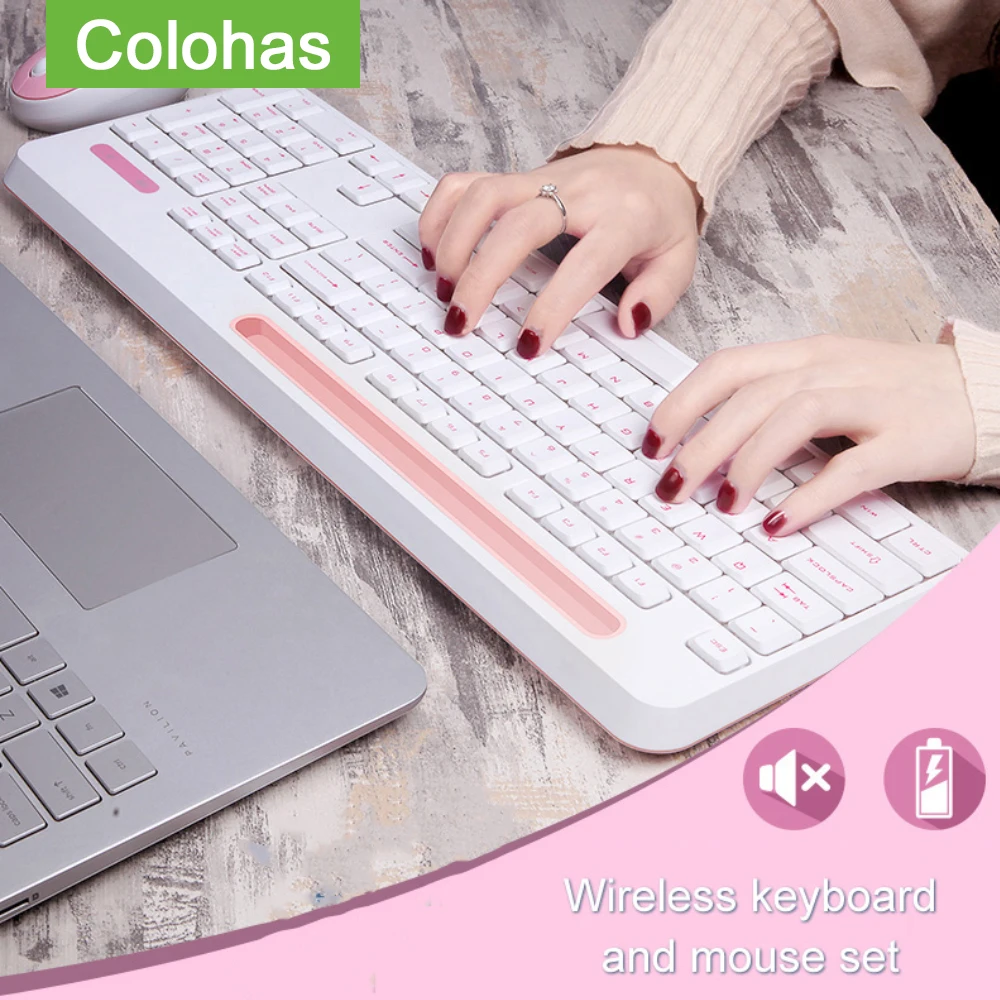 Беспроводная клавиатура для девочек 2 4G игровая мышь Combo 1600 точек/дюйм мини