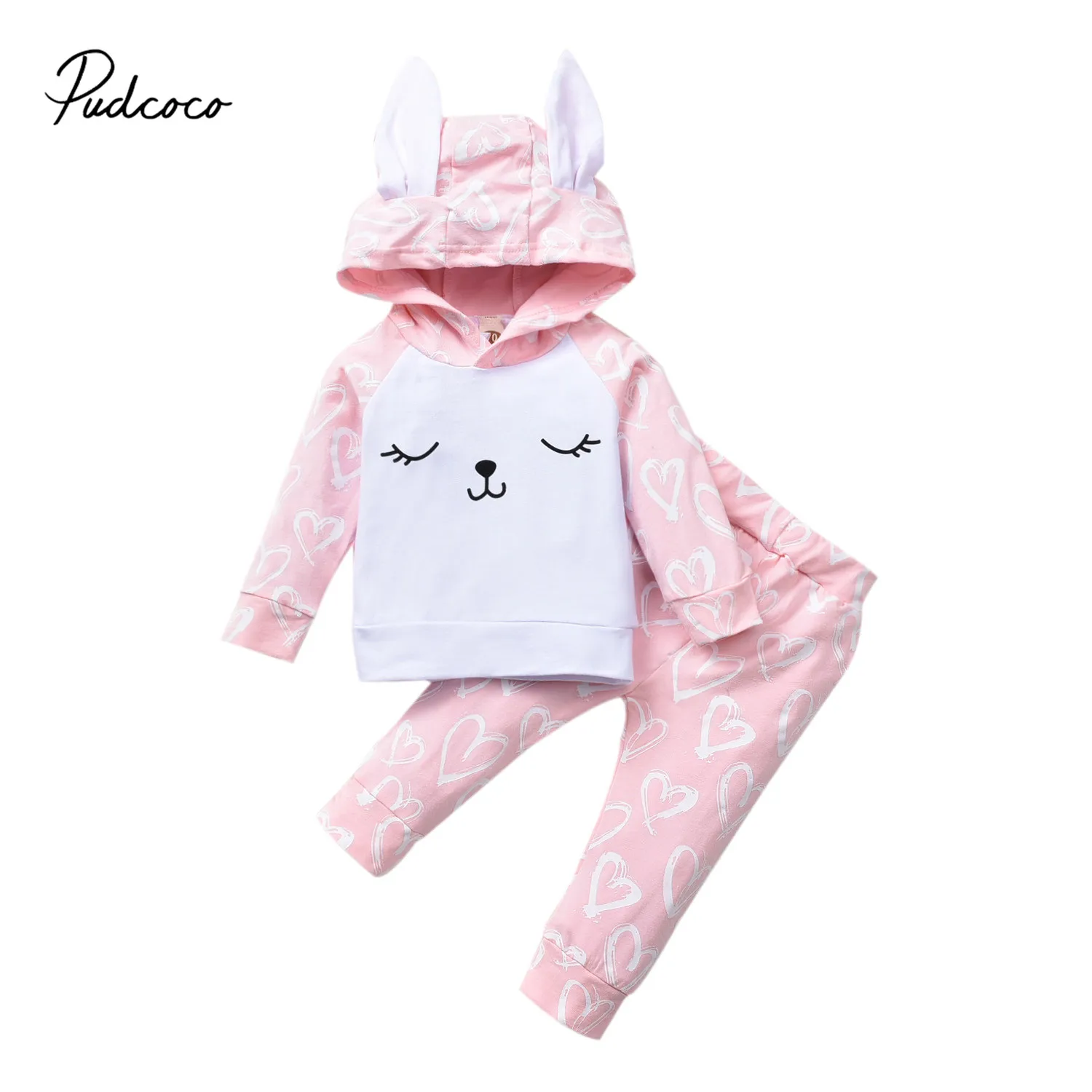 Комплект одежды для новорожденных девочек Pudcoco топ с капюшоном и объемными