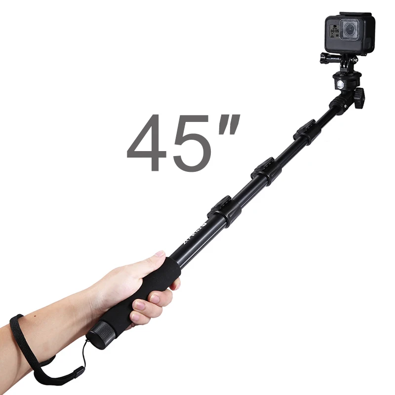 

45 inch Aluminum Monopod Extend Pole Selfie Stick for GoPro Hero 11 10 9 8 7 6 5 Sjcam Xiaomi Eken DJI Action Cam Accessory