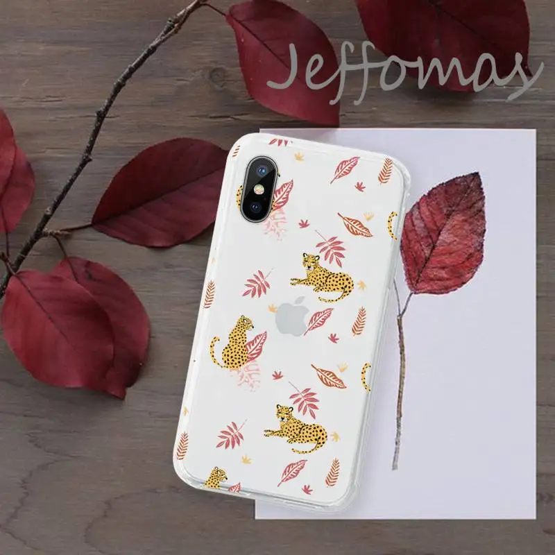 

Leopard animal cute cartoon Phone Case Transparent for iPhone 11 12 mini pro XS MAX 8 7 6 6S Plus X 5S SE 2020 XR