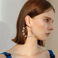 pearl hoop earrings imitation large round circle pearl dangle loop earrings for women girls jewelry