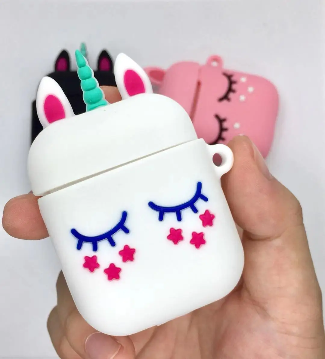 CA1 Чехол для airpods с милым котом из мультфильма, защитный чехол с милым ремешком, силиконовый чехол для air pods 2, беспроводной чехол для наушников - Цвет: CA1