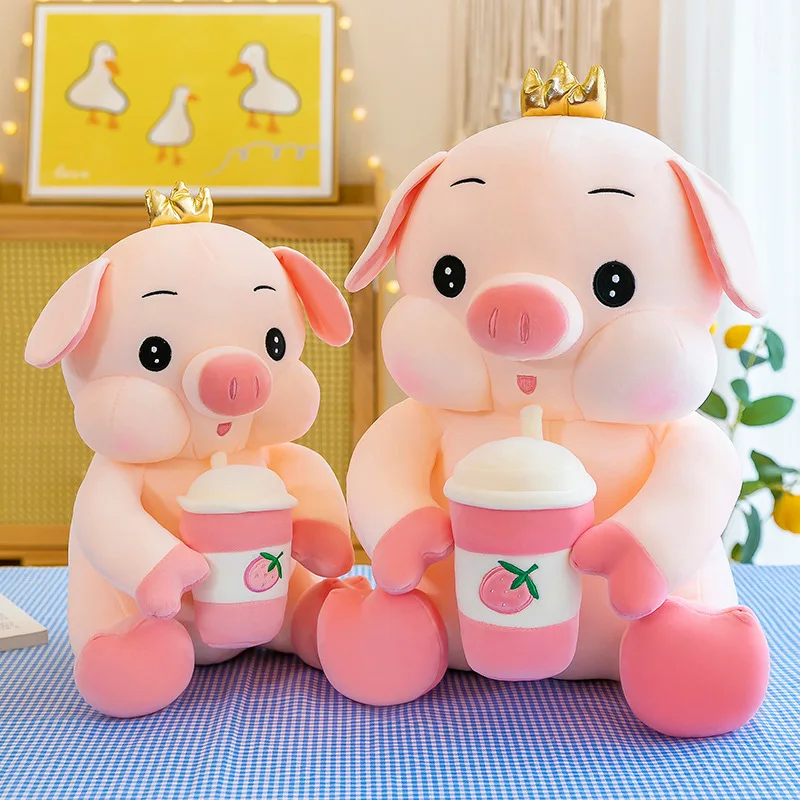 

Zqswkl 40/50/60cm cute crown milk tea angel pig doll pillow hugs plush toy children christmas birthday gift kawaii stuffed toys