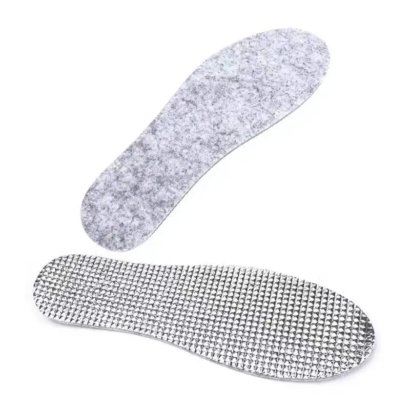 2 pairs Autumn and winter warm insole aluminum foil felt full pad leisure breathable double-sided sports shock absorption insole