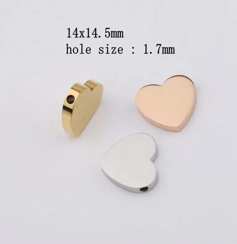 

20Pcs/Lot Love Heart Beads Charms Mirror Polish Stainless Steel Connector Charms For DIY Making Necklace Braid Bracelets