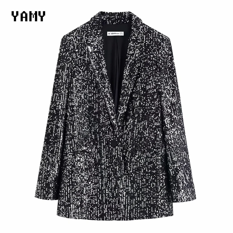 Женские блейзеры с блёстками костюм длинным рукавом блестящая зубчатая