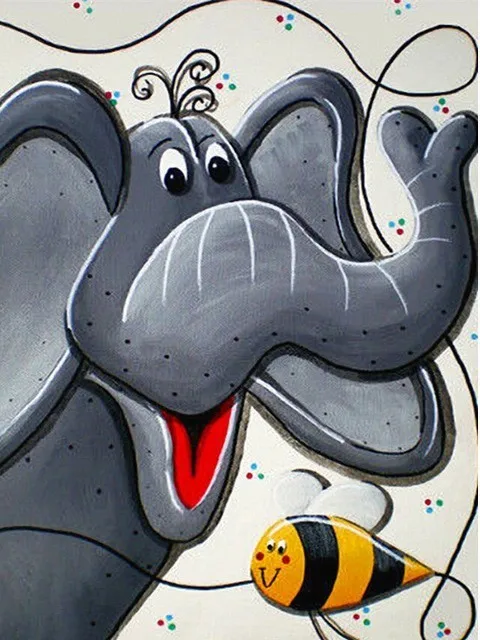 Сделай Сам бриллиант картина мультфильм Животные Слон Алмазная вышивка обезьяна