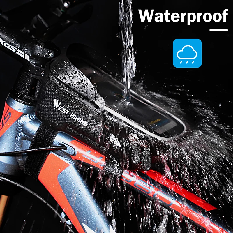 west biking bicycle bag front frame mtb bike bag waterproof touch screen top tube 6 7 2 inch phone bag case cycling accessories free global shipping