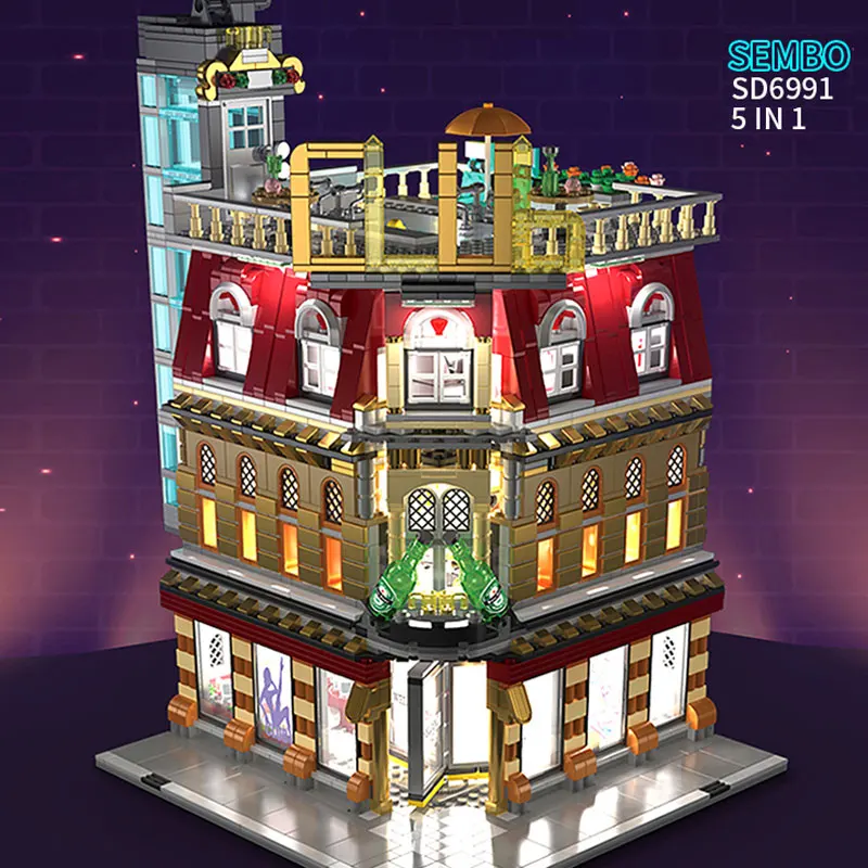 

Toys Sembo NightClub 5in1 Street View With LED Light House Model Building Blocks Bricks Assembled DIY Birthday Gift