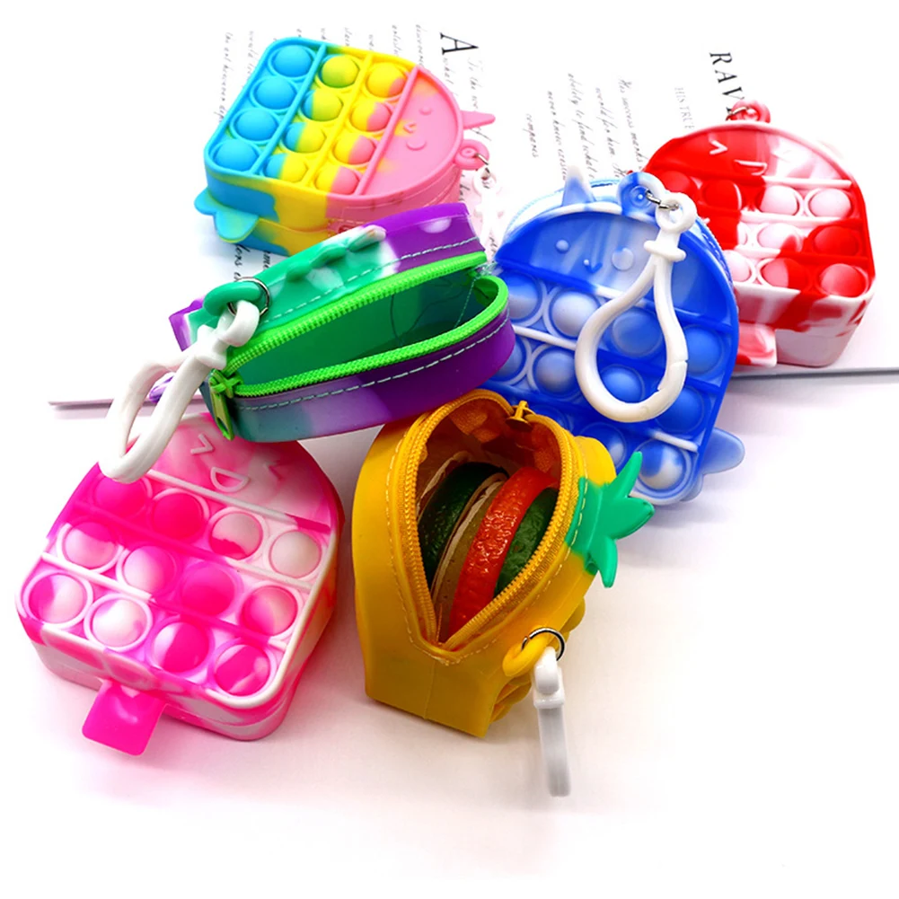 

Push Bubble Fidget Toy Keychain Coin Purse Mini Coin Purse Pendant Stress Relief Toys For Adult Kids Antistress Toys Симпл Димпл