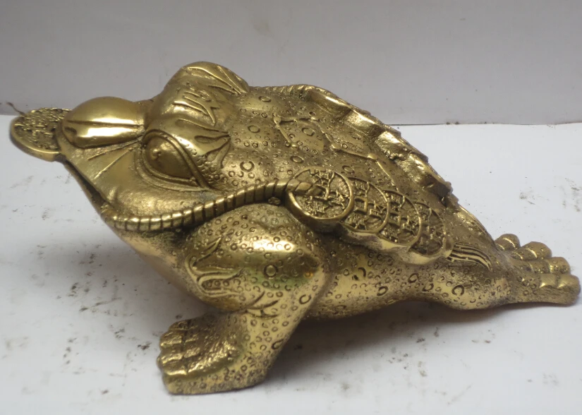Декоративная китайская латунная резная статуя лягушки из фэн шуй|Статуи и