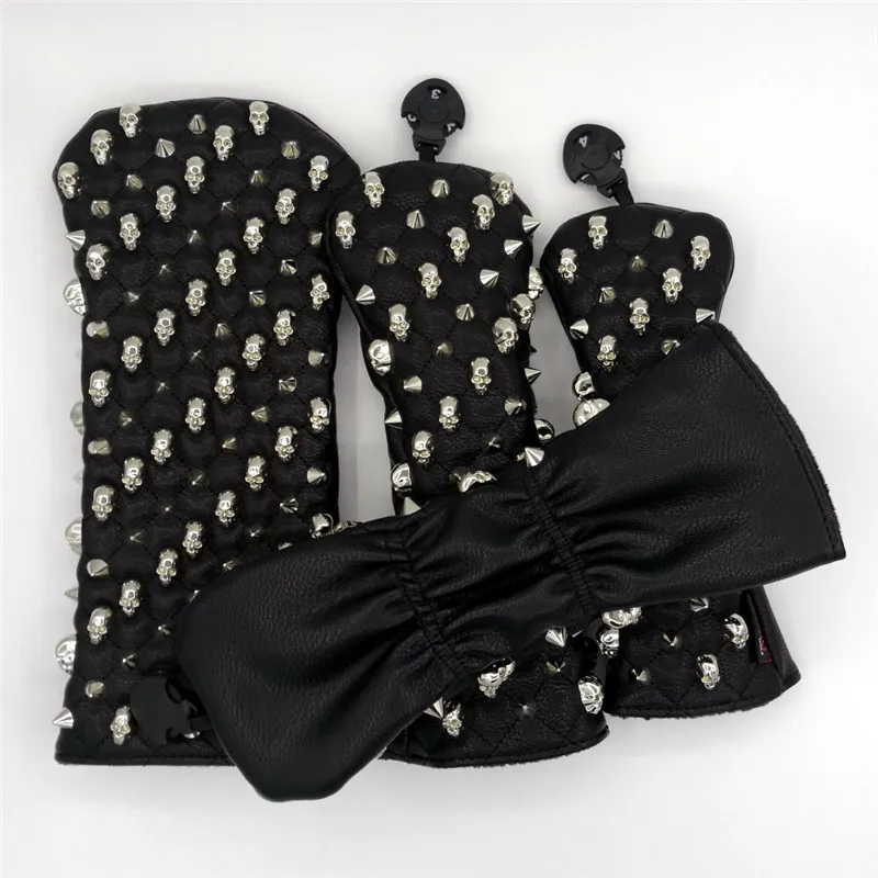 Чехлы для гольфа премиум-класса с серебряным черепом и заклепками 2 цвета | Спорт