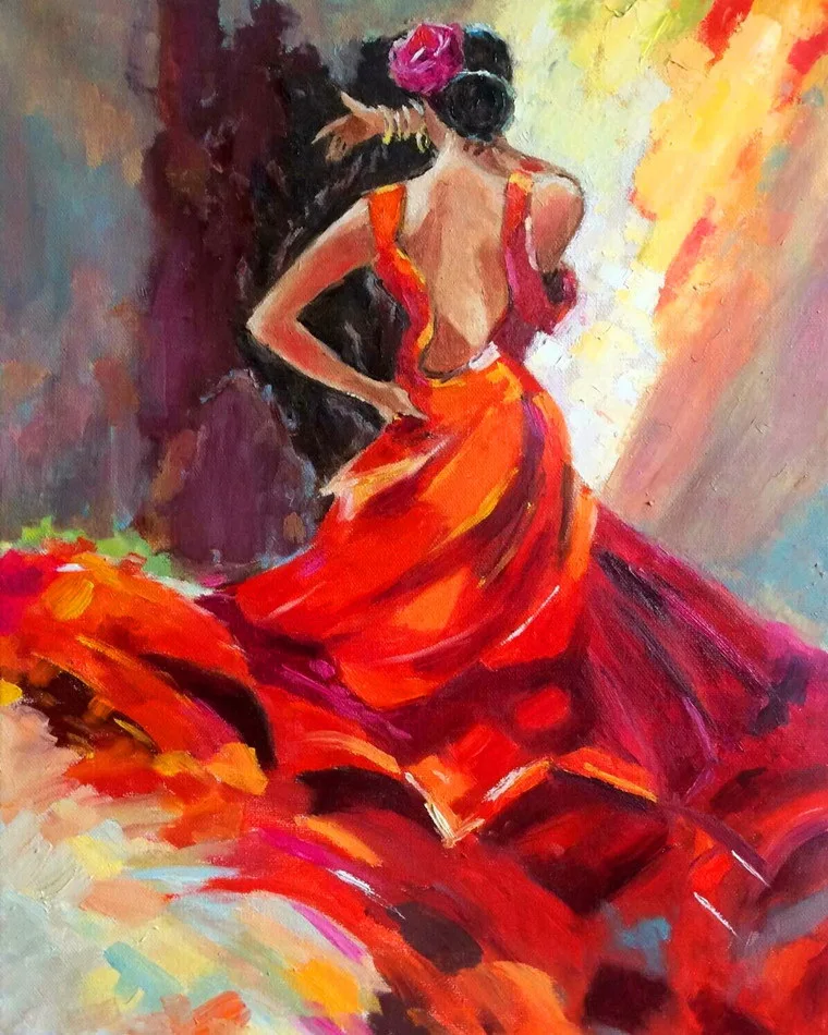 Танцы девушка с изображением арт масляной DIY картина по номерам набор для