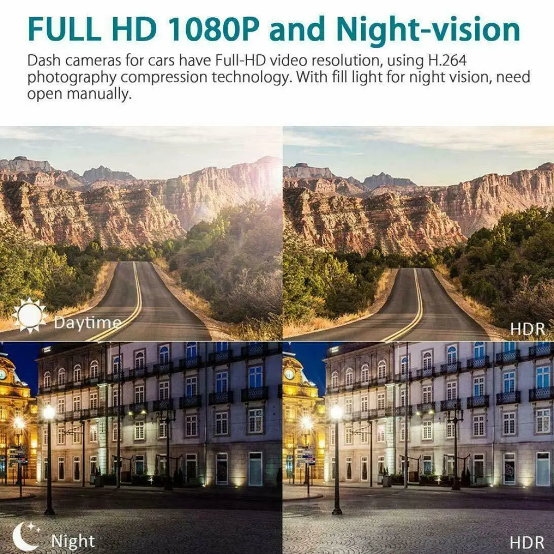 170 ° широкоугольный видеорегистратор с 4 &quotэкраном Full HD AVI Автомобильный
