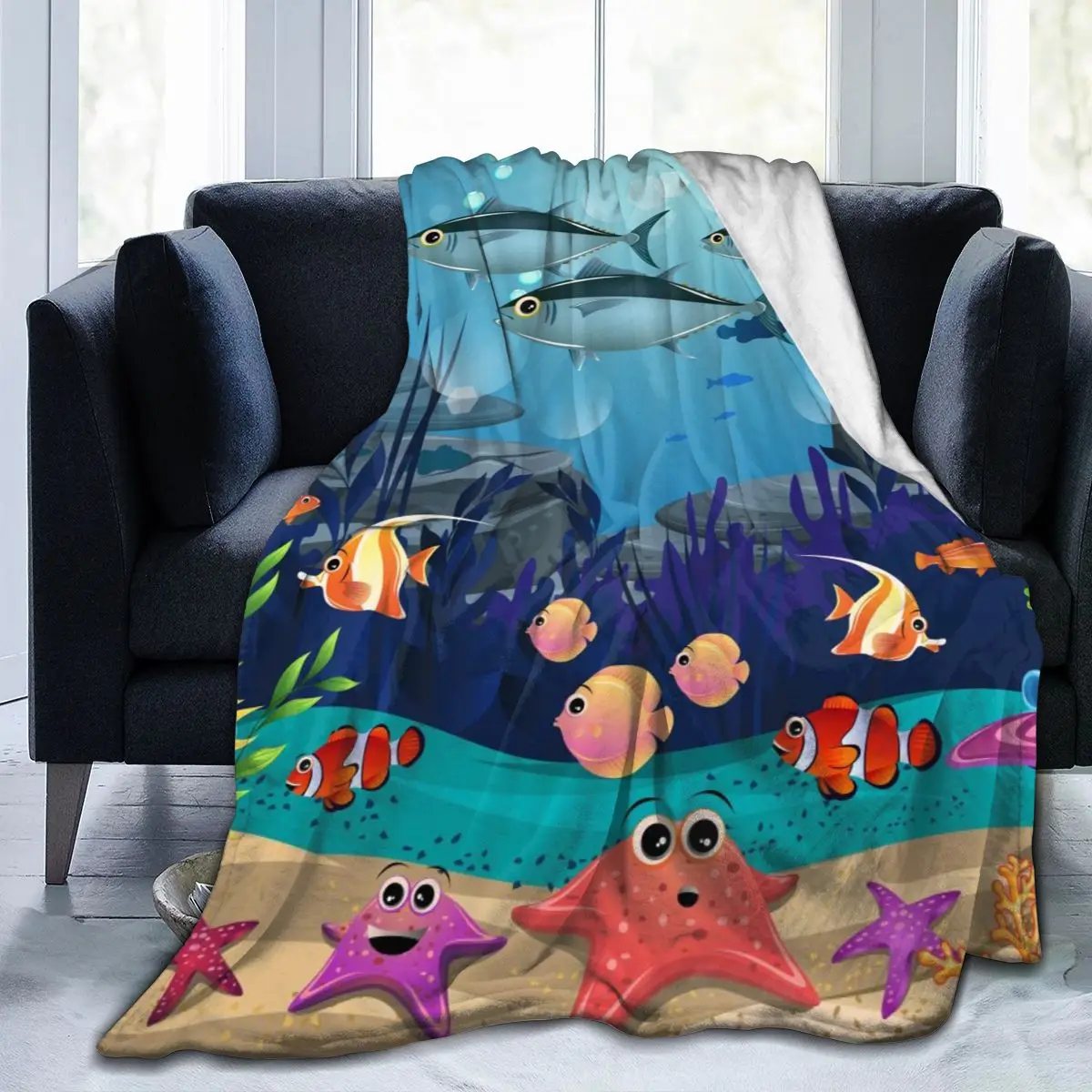 

Фланелевое Одеяло Life Marine, ультрамягкое Флисовое одеяло с водорослями и коралловыми рифами, покрывало для халата, дивана, кровати, путешеств...