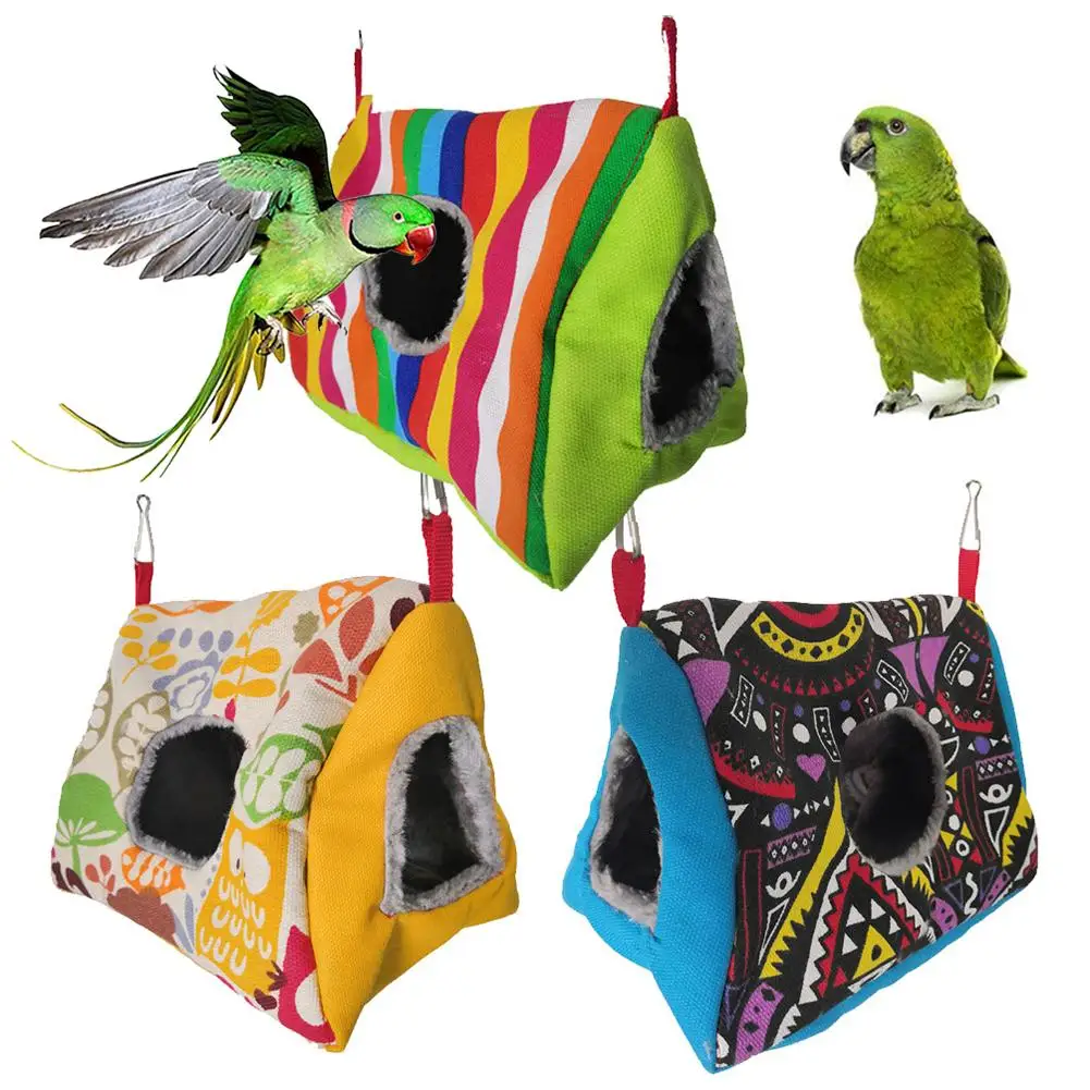 

HOT SALE ！！！New Arrival Pet Bird Parrot Soft Warm Striped Flower Hanging House Sleep Bed Cave Nests Wholesale Dropshipping