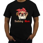 Мужская черная футболка, забавная футболка с английским бульдогом, подарок на день матери для мамы, футболка из бренд Shubuzhi хлопка