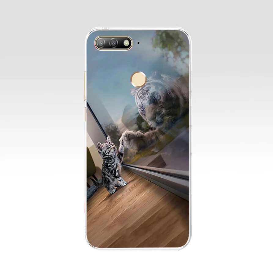 Silicon case for huawei Y6 Prime 2018 Super cat Painting Soft TPU Back Cover full 360 shockproof 3 | Мобильные телефоны и