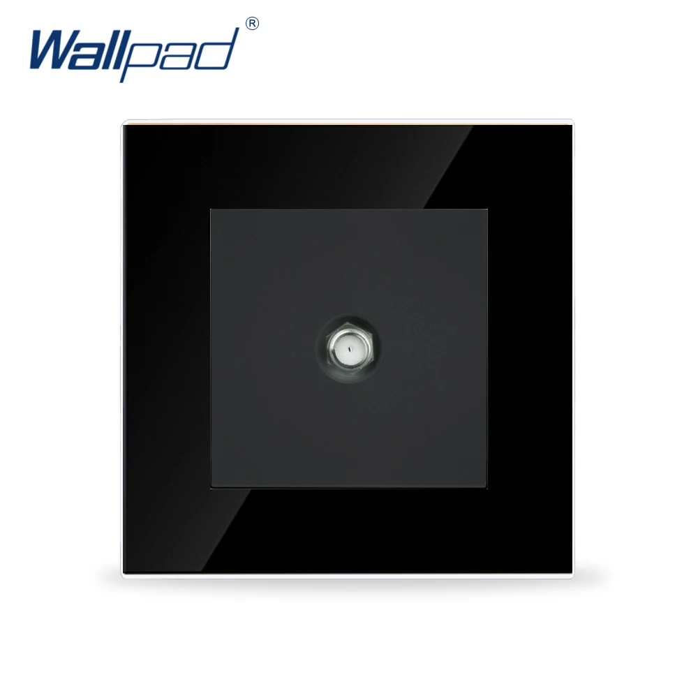 

Smart Home TV Satellite Socket Wallpad Luxury Black Tempered Glass Panel 86*86mm 110V-250V